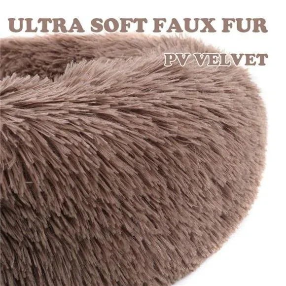 16 Inches Round Plush Pet Bed for Dogs Fluffy Soft Warm Calming Dog Bed Sleeping - Picture 5 of 5